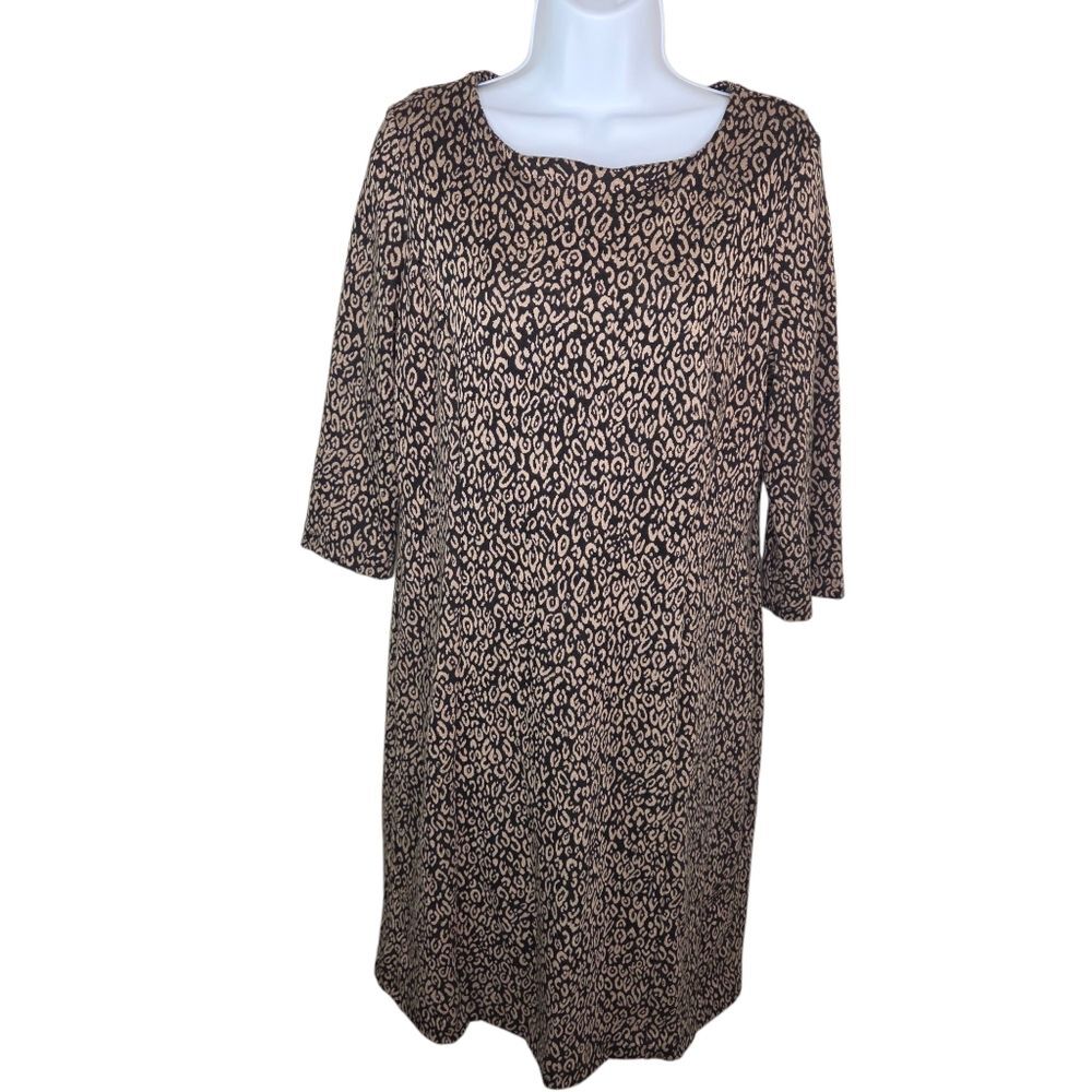 Chico's So Slimming Leopard Print Classic Shift Dress Size 1 Medium
